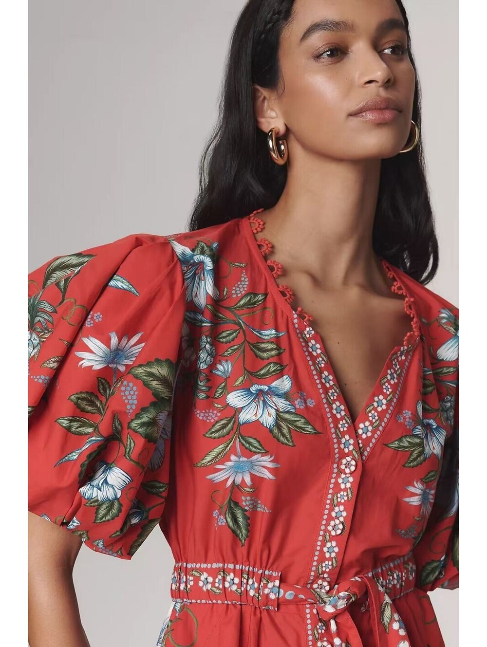 Nwt Farm Rio Sweet Bloom Bouquet Puff-Sleeve Romper Size S #1329 View 2